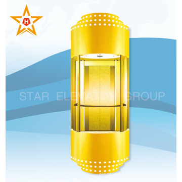 MRL Golden color outdoor elevator sightseeing lift